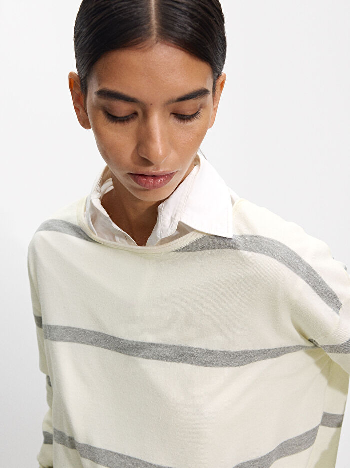 Çizgili Örme Sweatshirt