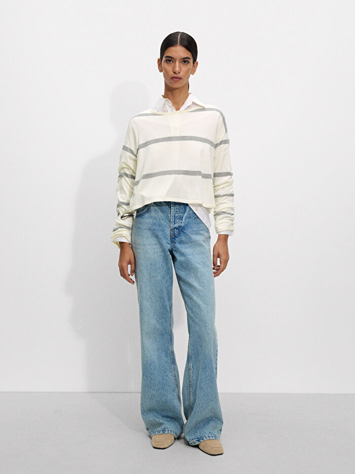 Çizgili Örme Sweatshirt