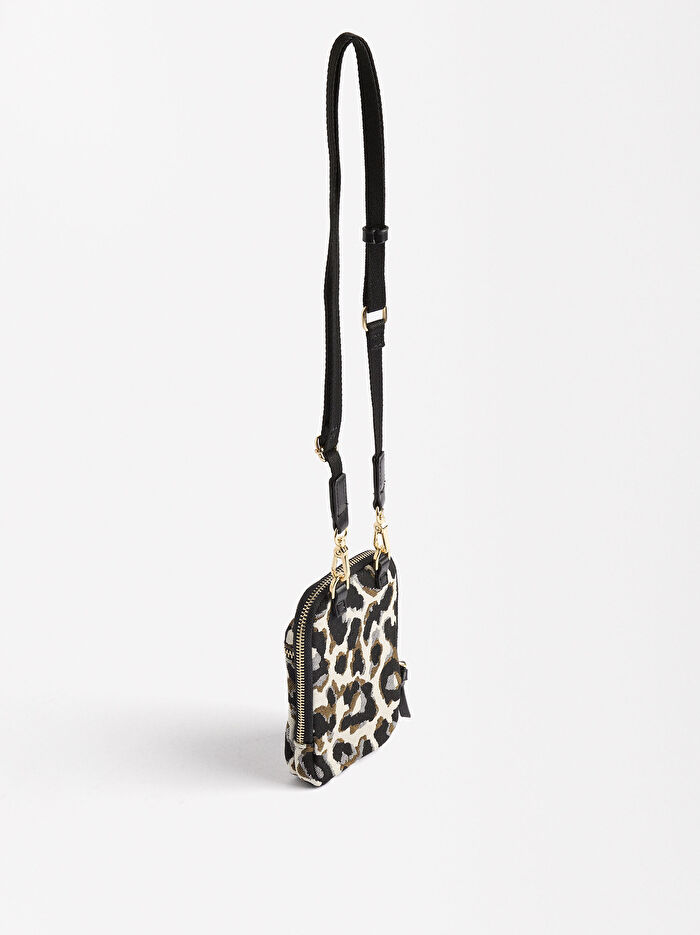 Leopar Desenli Telefon Çantası