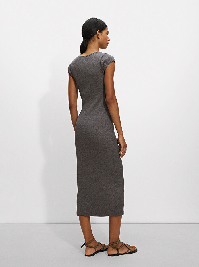 Pamuklu Kumaş Midi Elbise