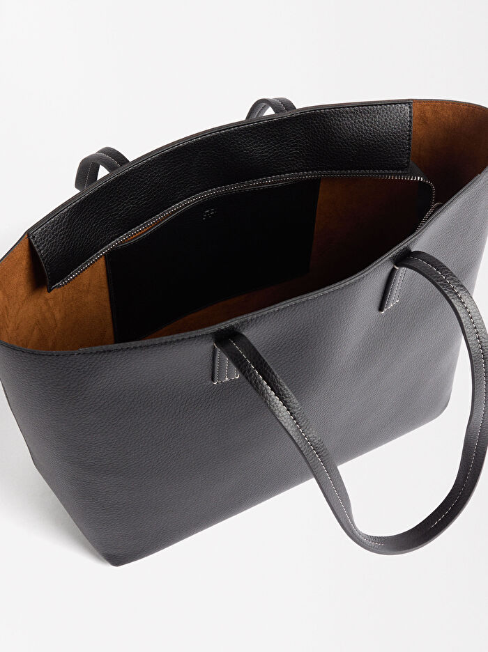 Fermuarlı shopper bag