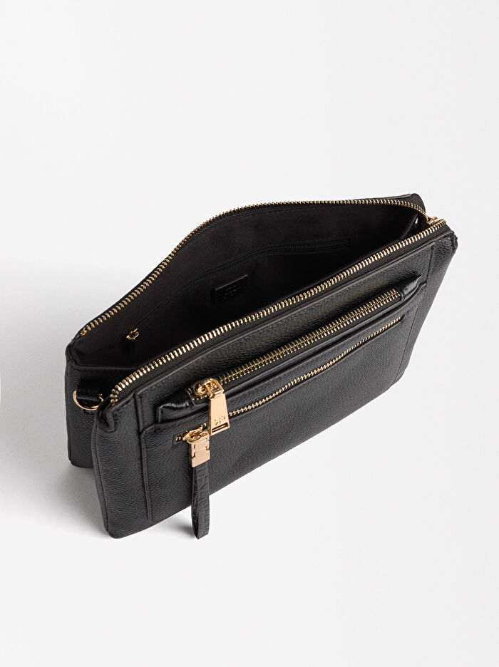 Derı Görünümlü Çapraz Askılı Çanta