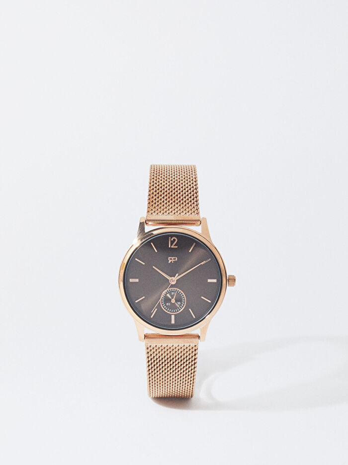 Paslanmaz Çelik Metalik Hasır Kayışlı Saat