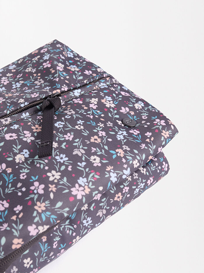 Desenli Teknik Kumaş Makyaj Çantası