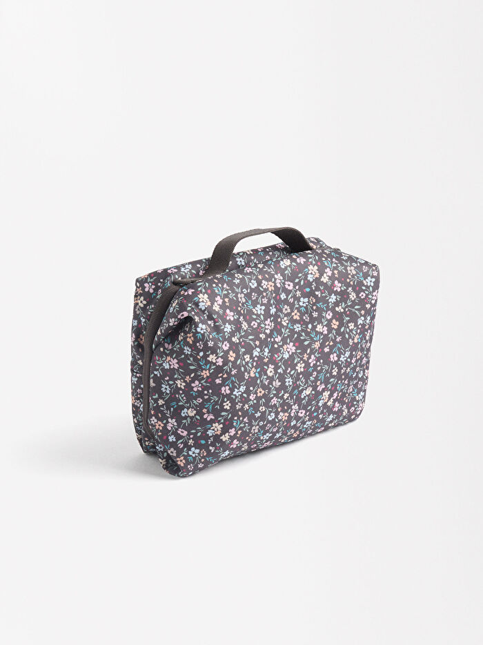 Desenli Teknik Kumaş Makyaj Çantası