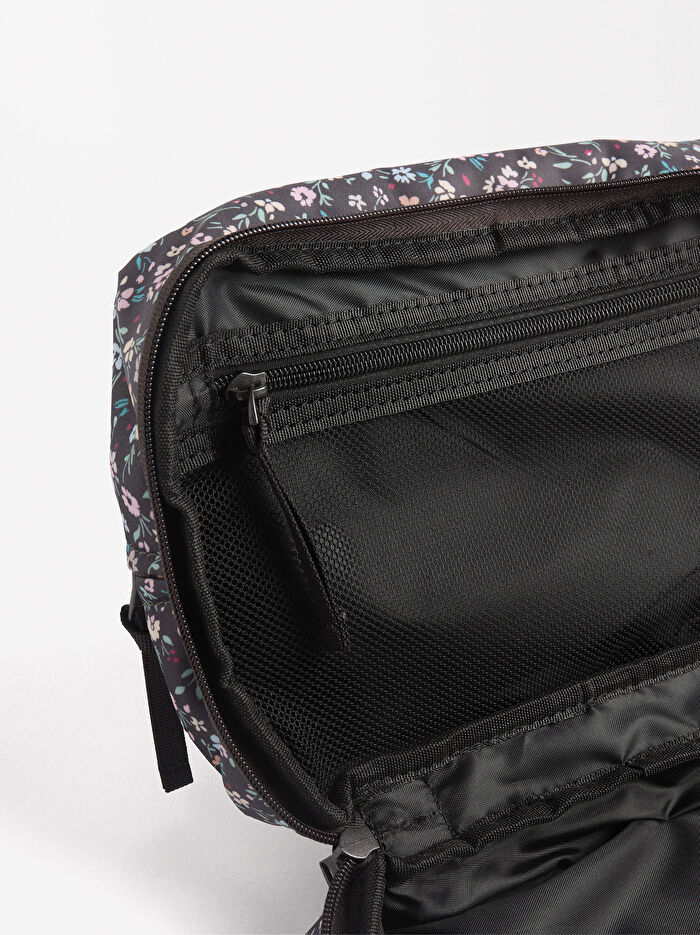 Desenli Teknik Kumaş Makyaj Çantası