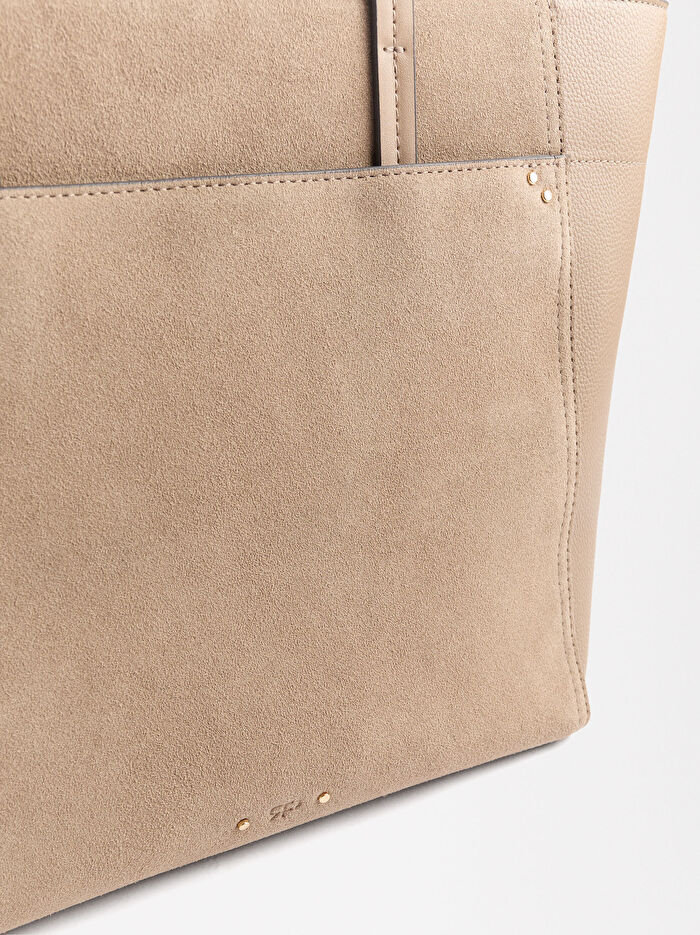 Deri Uçlu Shopper Çanta