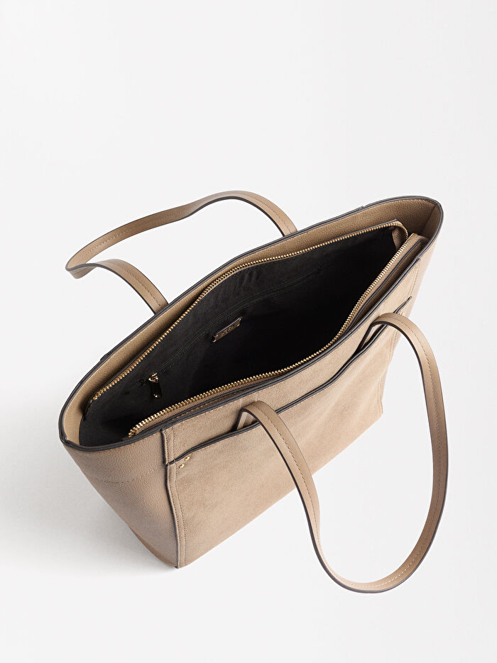 Deri Uçlu Shopper Çanta