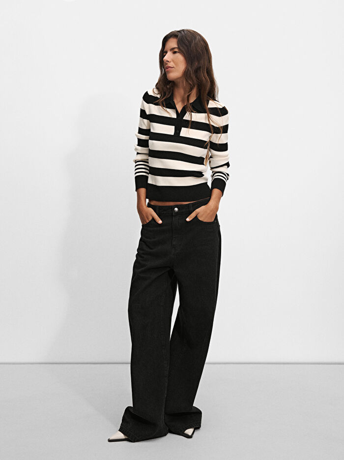 Çizgili Örme Sweatshirt