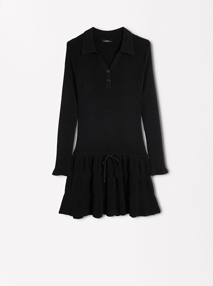 Uzun Kollu Triko Elbise