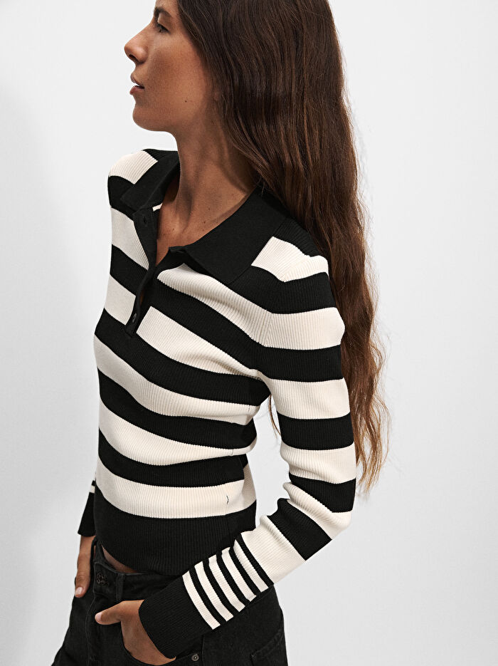 Çizgili Örme Sweatshirt