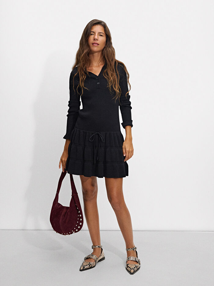 Uzun Kollu Triko Elbise