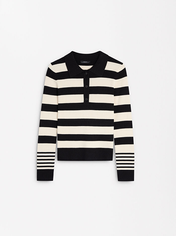 Çizgili Örme Sweatshirt