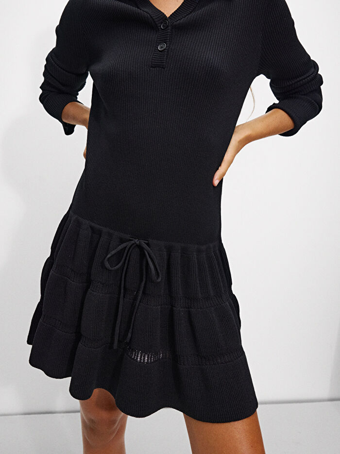 Uzun Kollu Triko Elbise