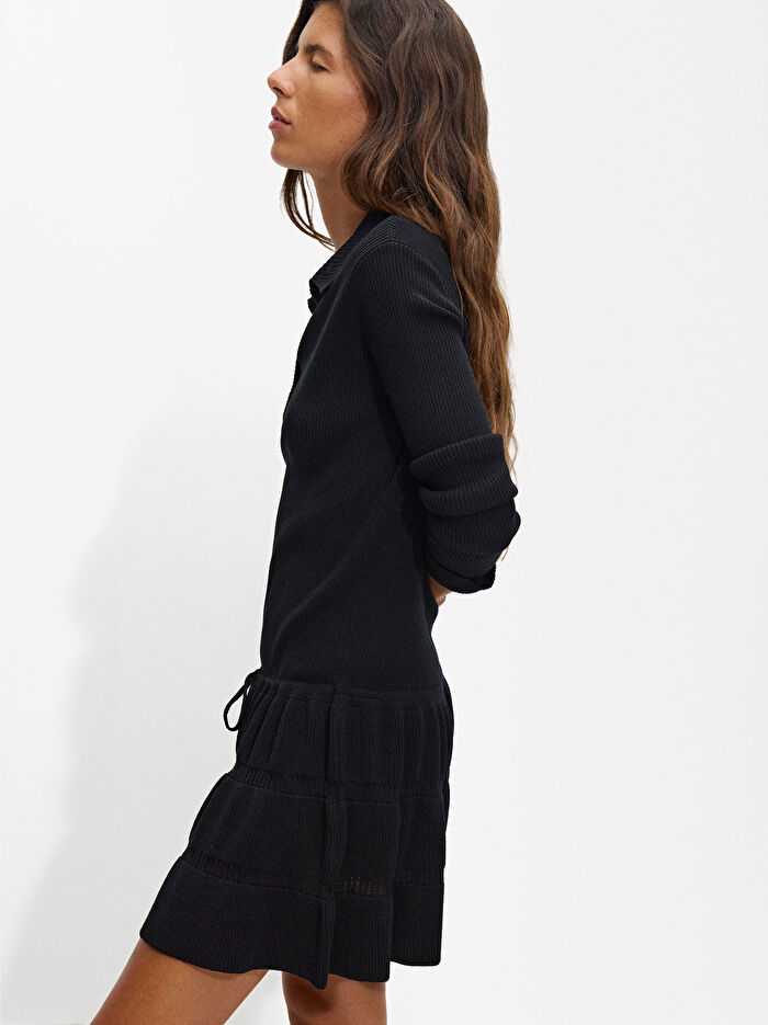 Uzun Kollu Triko Elbise