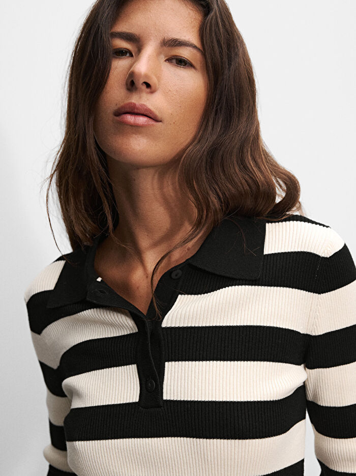 Çizgili Örme Sweatshirt