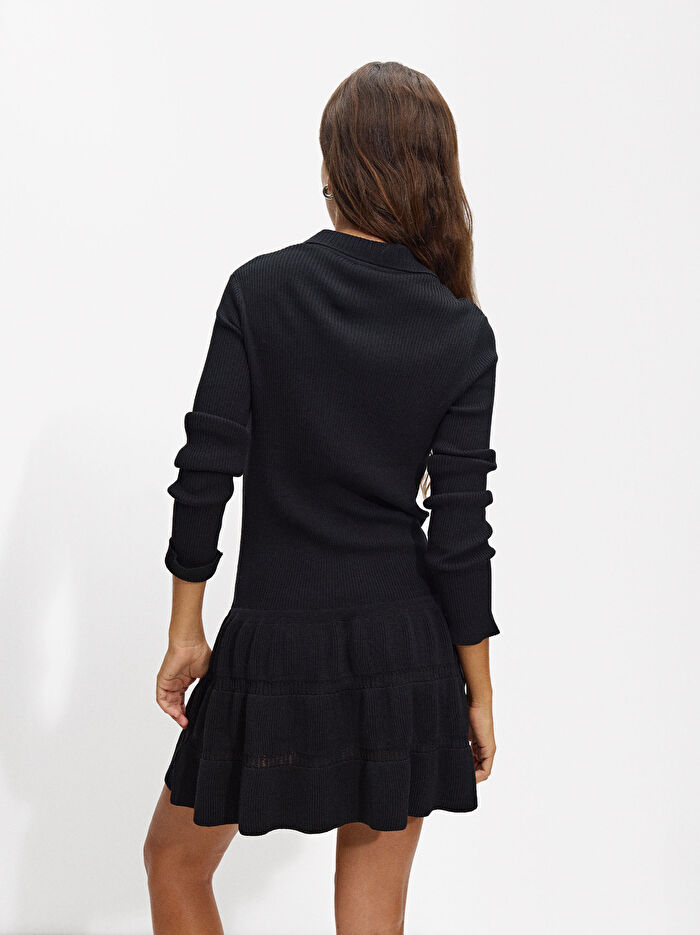 Uzun Kollu Triko Elbise