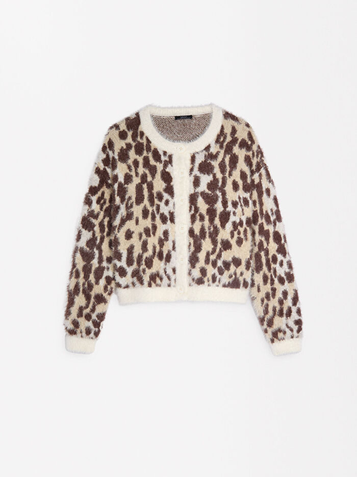 Leopar Desenli Jakarlı Hırka