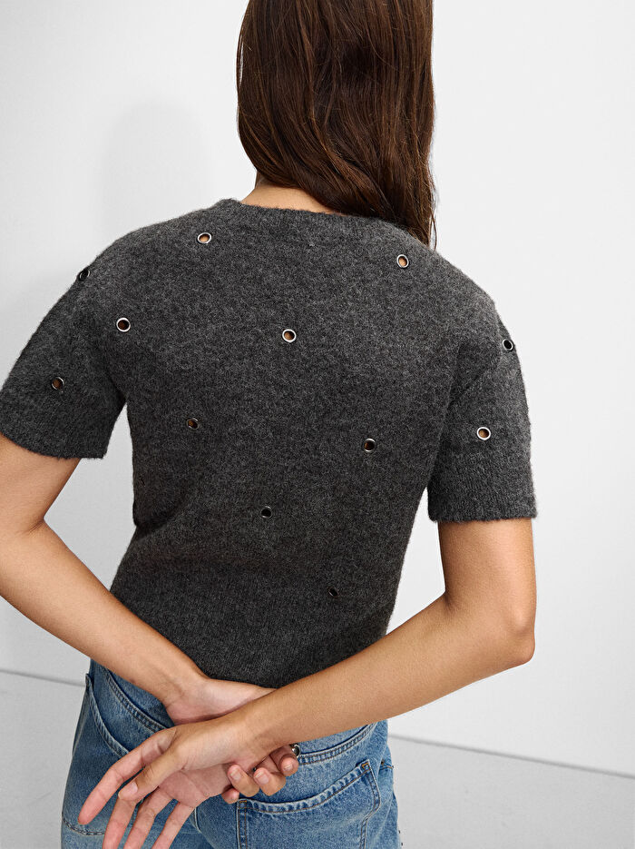 Zımba Detaylı Triko Kazak