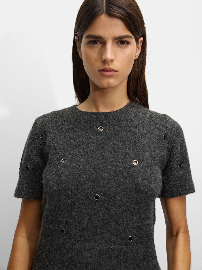 Zımba Detaylı Triko Kazak