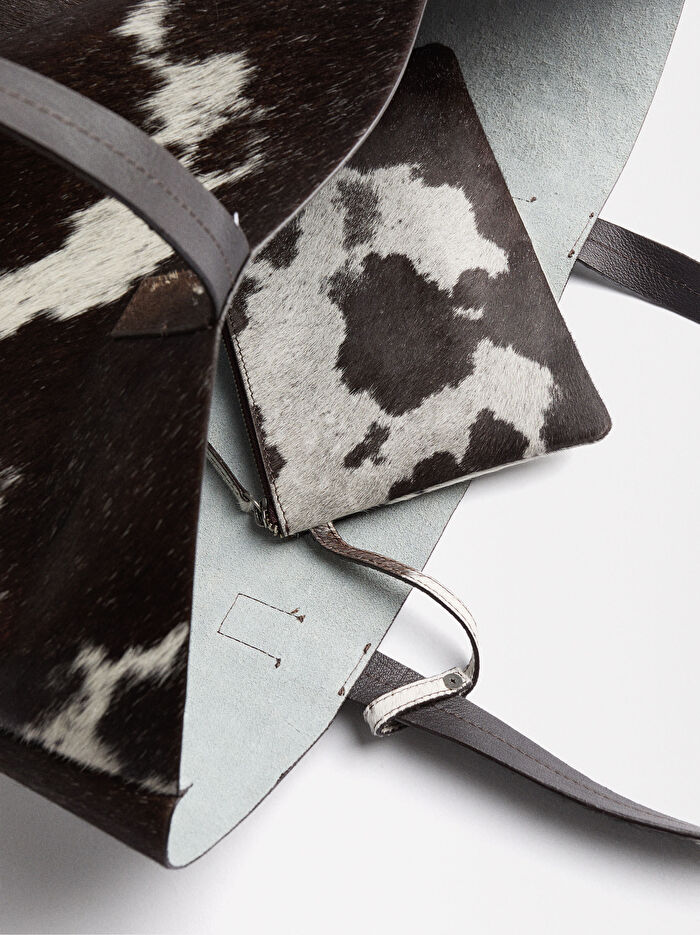 Dokulu Deri Shopper çanta