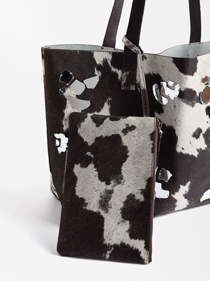 Dokulu Deri Shopper çanta