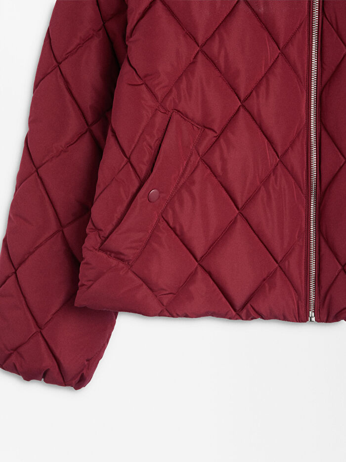 Yüksek Yaka Kapitone Mont