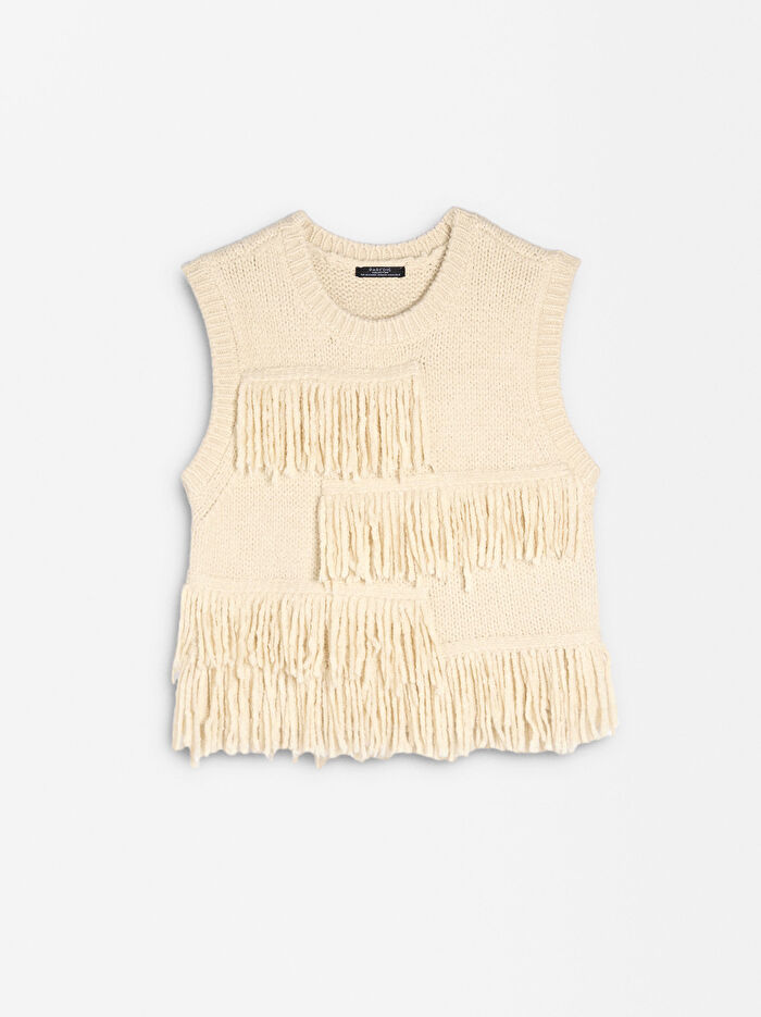 Püsküllü Örme Yelek