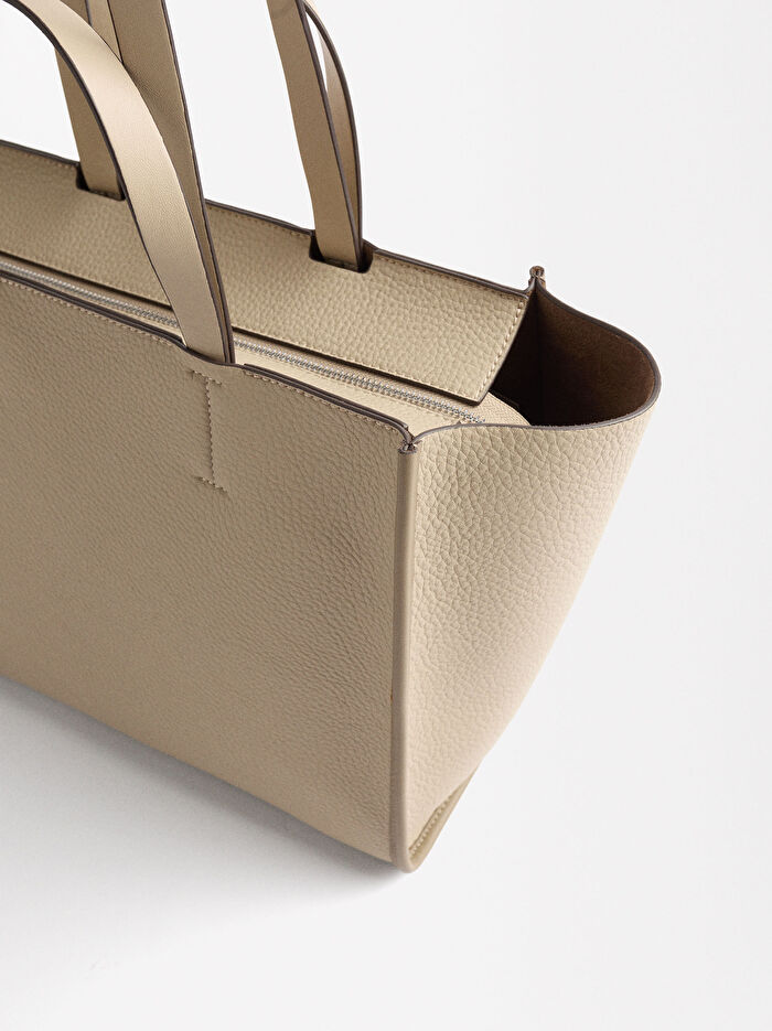 Fermuarlı shopper bag