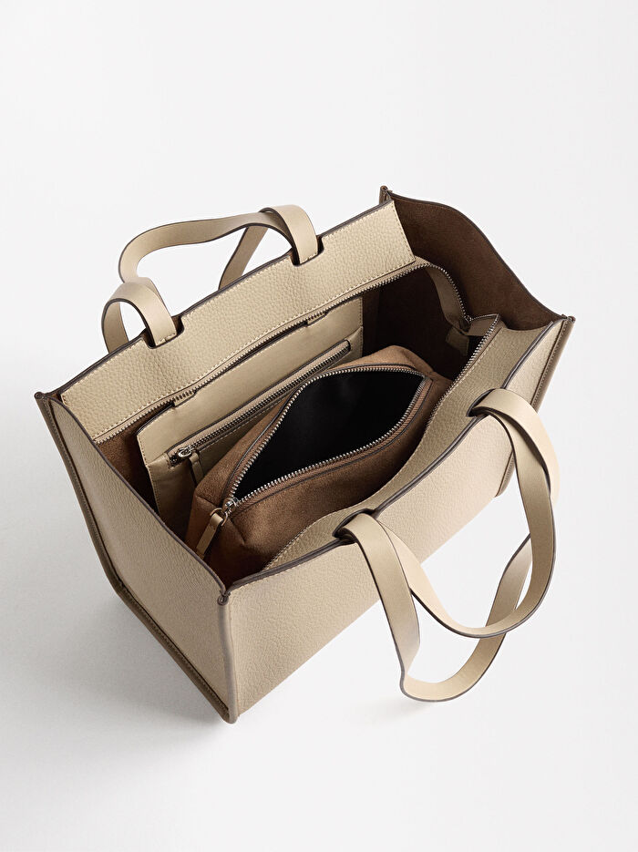 Fermuarlı shopper bag