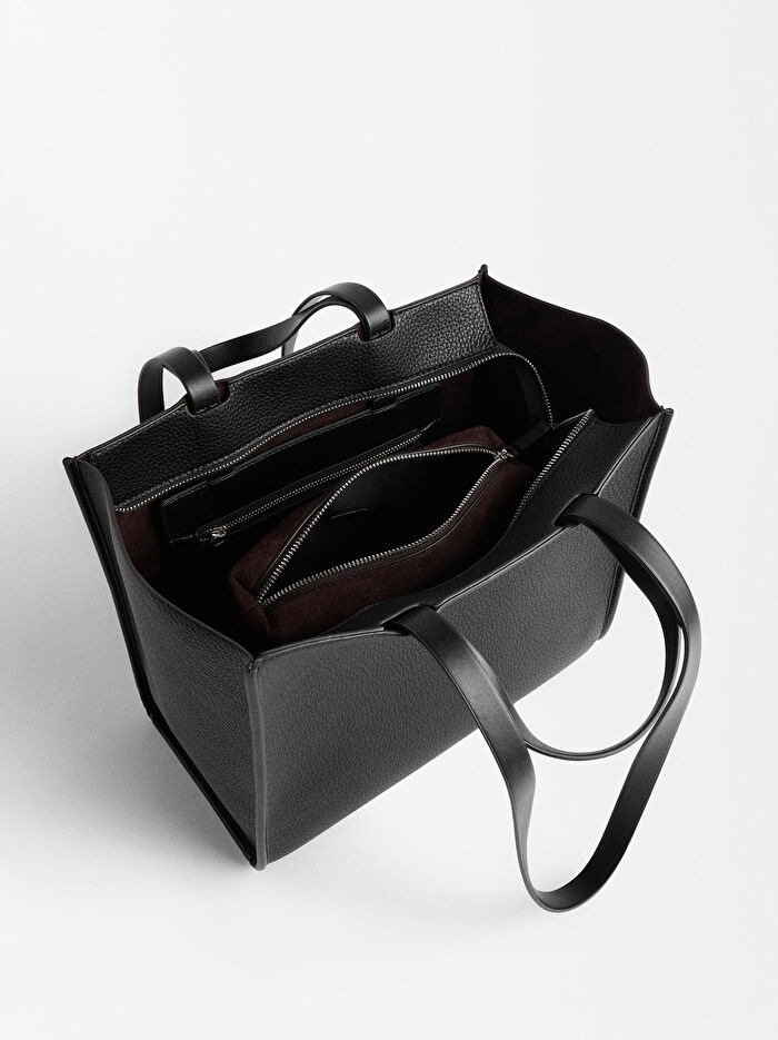 Fermuarlı shopper bag