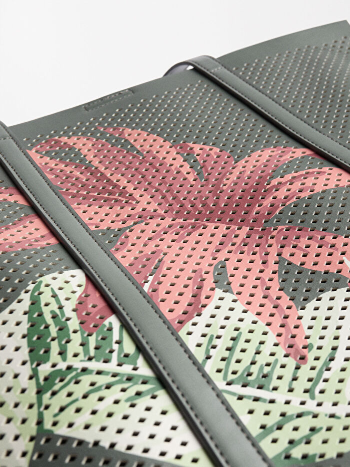 Çiçek Desenli Shopper Çanta