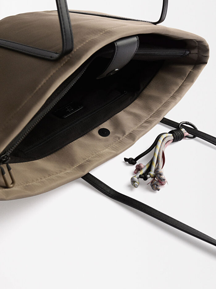 Teknik Kumaş İç Cepli Shopper Çanta