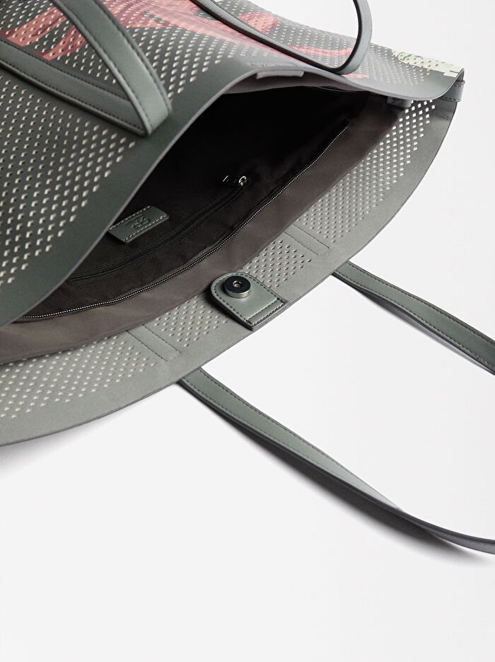 Çiçek Desenli Shopper Çanta