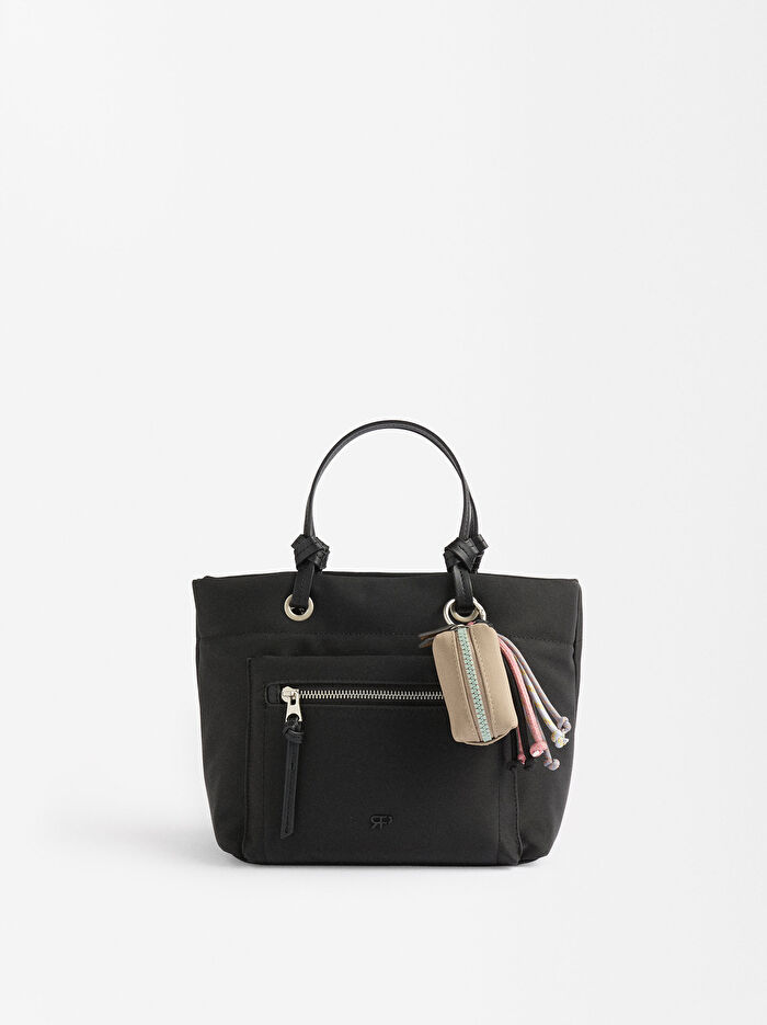 Charm'lı Teknik Kumaş Tote Çanta