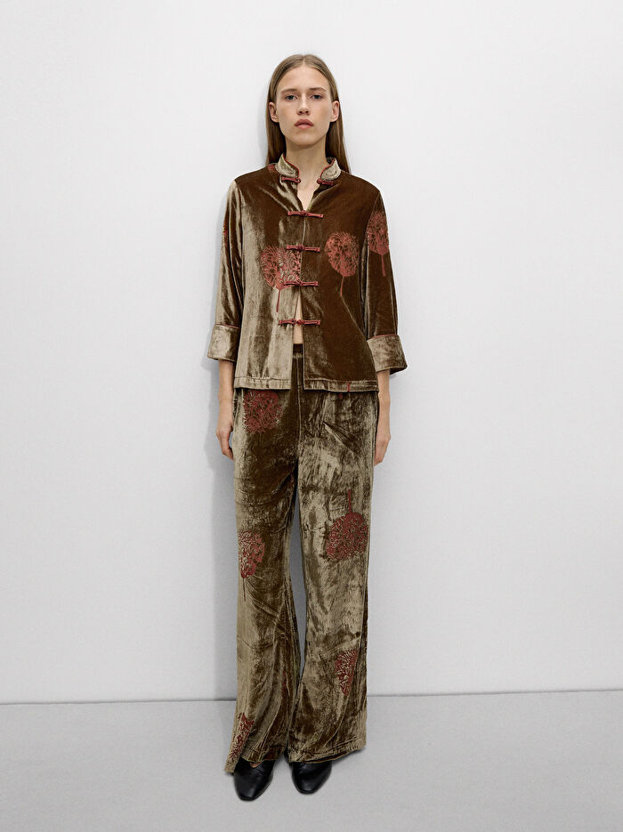 Elastik Belli Desenli Pantolon