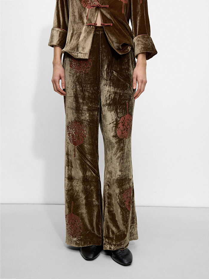 Elastik Belli Desenli Pantolon