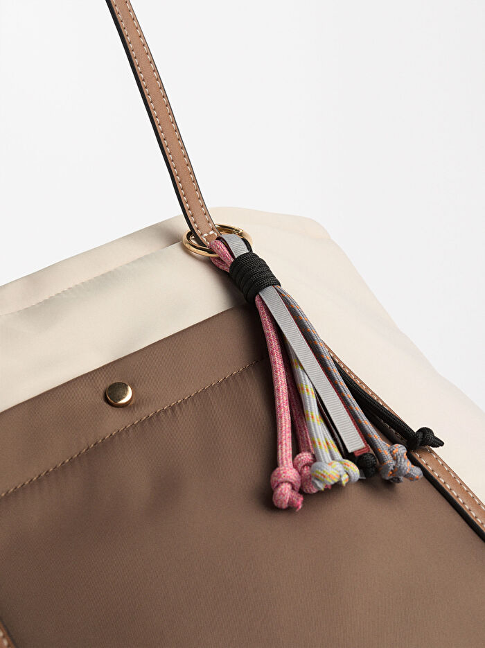 Teknik Kumaş  İç Cepli Shopper Çantası