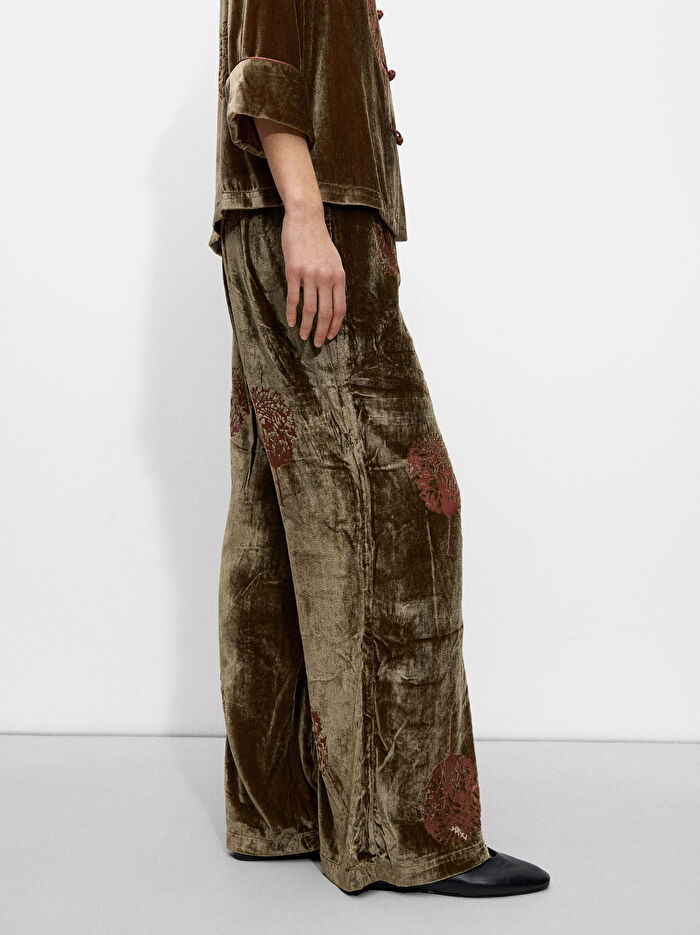 Elastik Belli Desenli Pantolon