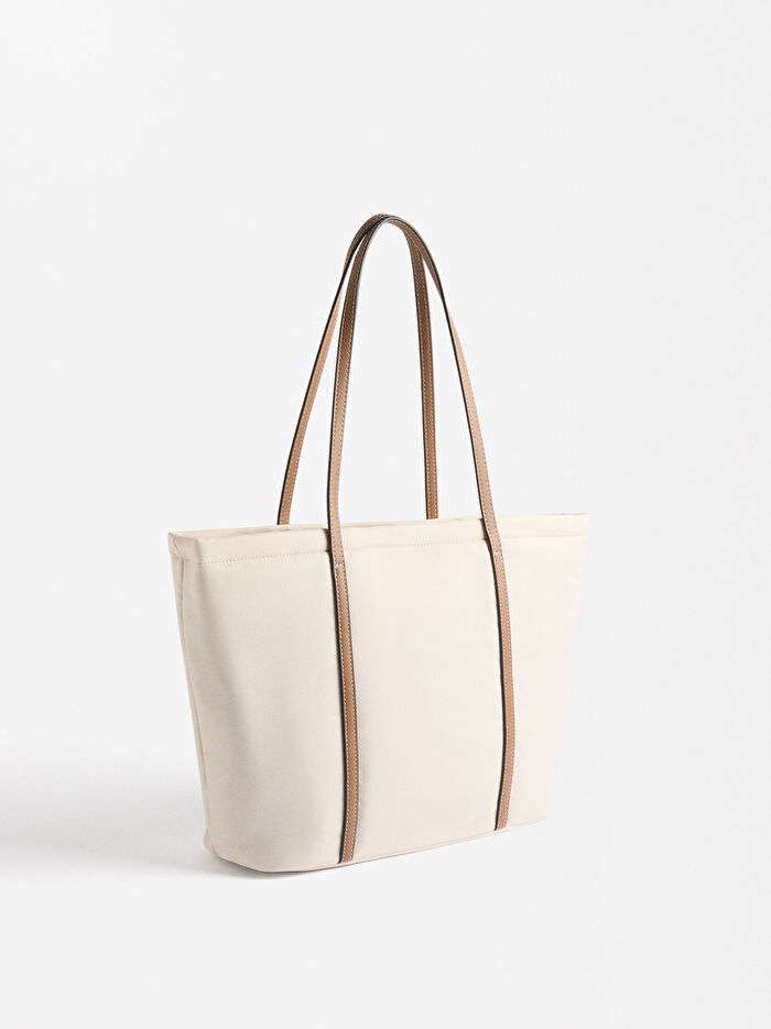 Teknik Kumaş  İç Cepli Shopper Çantası