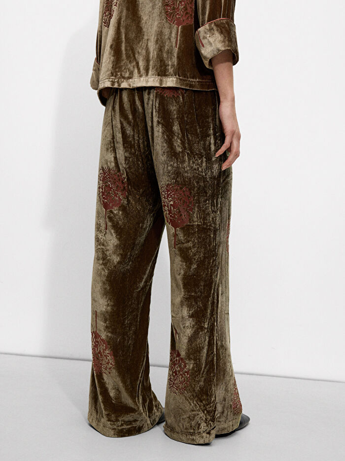 Elastik Belli Desenli Pantolon