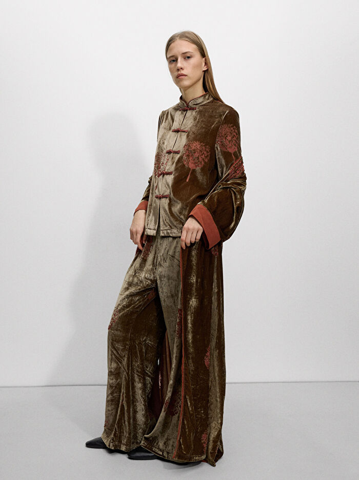 Elastik Belli Desenli Pantolon