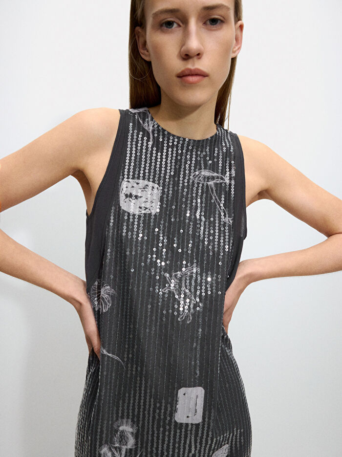 Payet Desenli Elbise