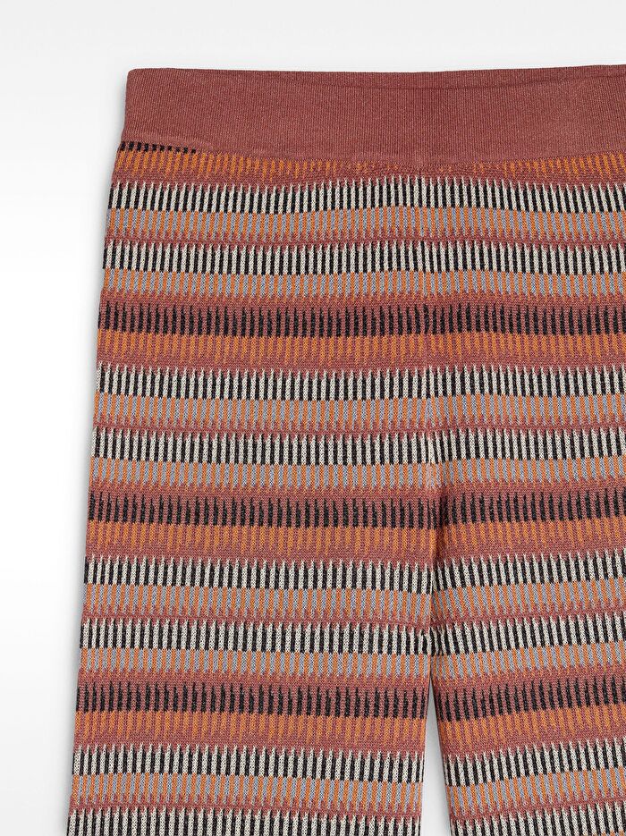Çizgili Jakarlı Triko Pantolon