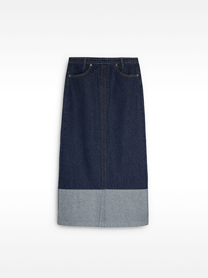 ONLINE ÖZEL - Denim Midi Etek