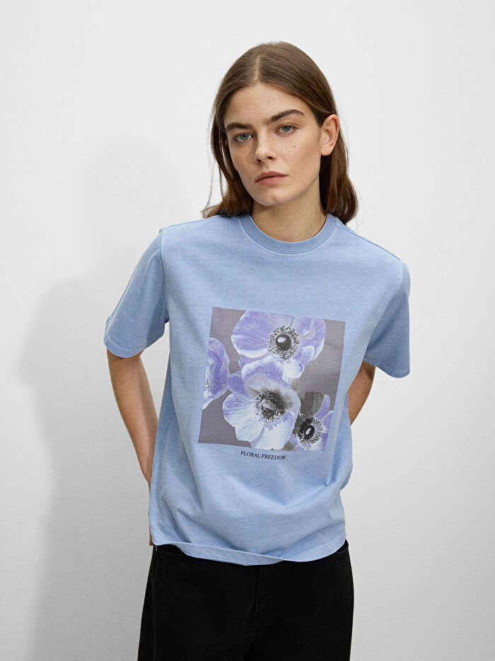 Desenli Pamuklu T-Shirt