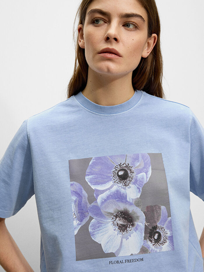 Desenli Pamuklu T-Shirt
