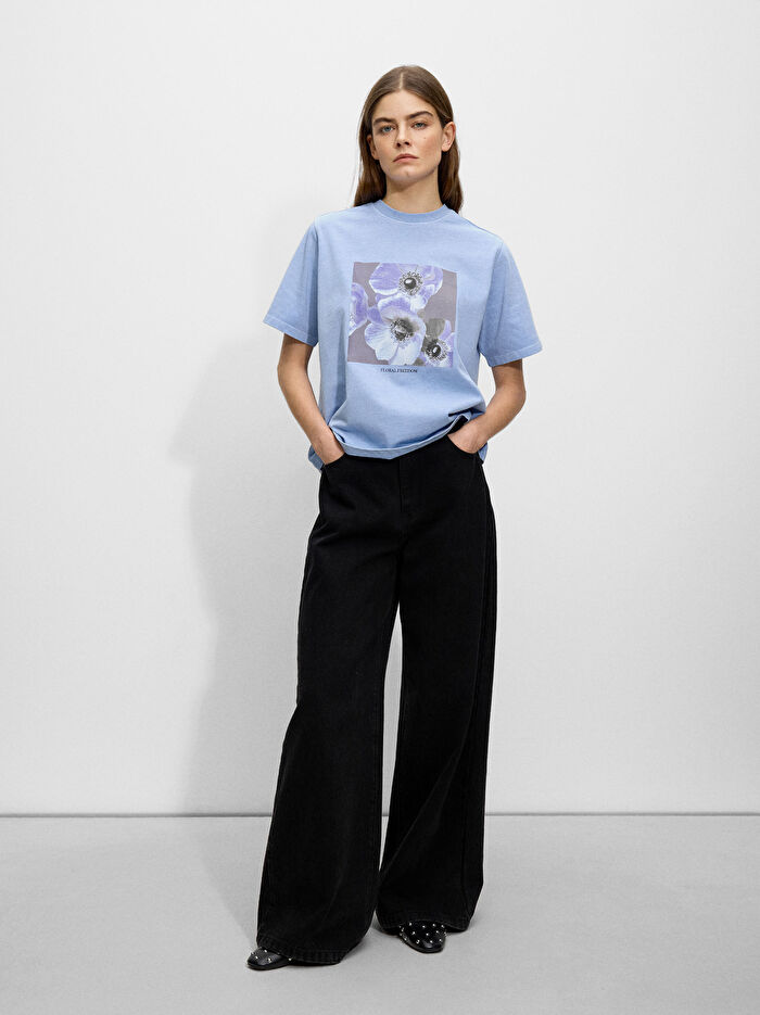 Desenli Pamuklu T-Shirt