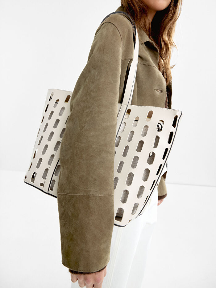 İçi Çıkarılabilir Delikli Shopper Çanta
