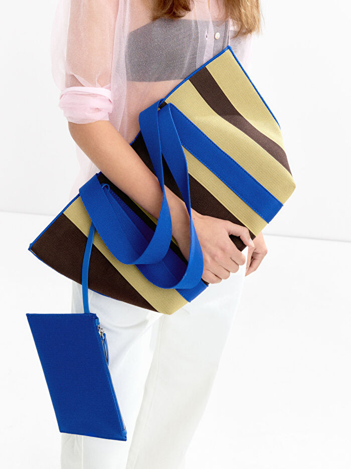 Çizgili Shopper Çanta
